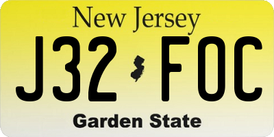 NJ license plate J32FOC