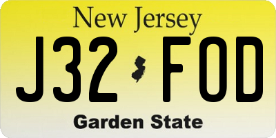 NJ license plate J32FOD