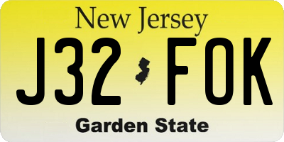 NJ license plate J32FOK