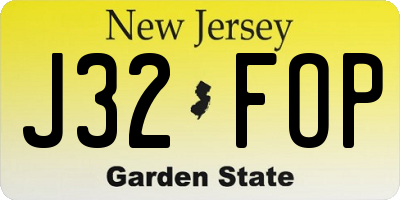 NJ license plate J32FOP