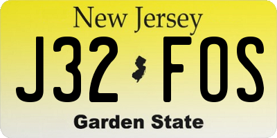 NJ license plate J32FOS