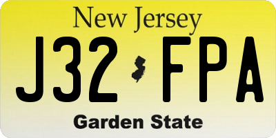 NJ license plate J32FPA