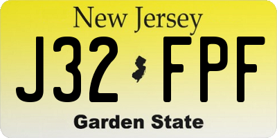 NJ license plate J32FPF