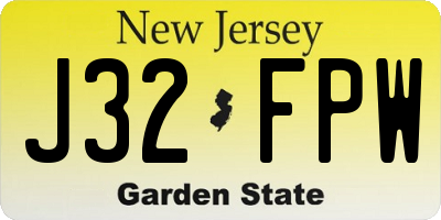 NJ license plate J32FPW