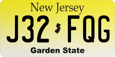 NJ license plate J32FQG