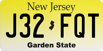 NJ license plate J32FQT