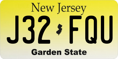 NJ license plate J32FQU