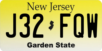 NJ license plate J32FQW