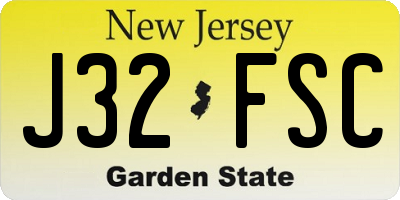 NJ license plate J32FSC