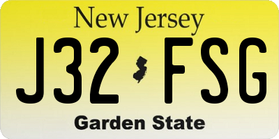 NJ license plate J32FSG