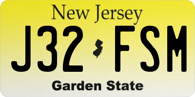 NJ license plate J32FSM