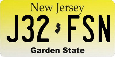 NJ license plate J32FSN