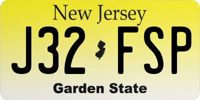NJ license plate J32FSP