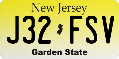 NJ license plate J32FSV