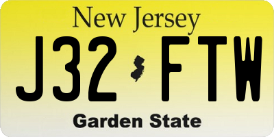 NJ license plate J32FTW