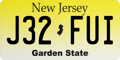 NJ license plate J32FUI