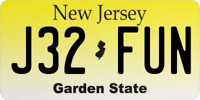 NJ license plate J32FUN
