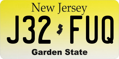 NJ license plate J32FUQ