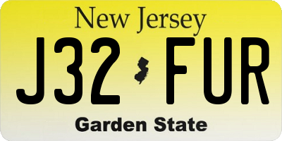 NJ license plate J32FUR