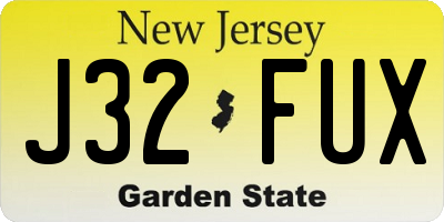 NJ license plate J32FUX