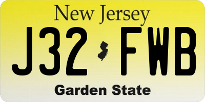 NJ license plate J32FWB