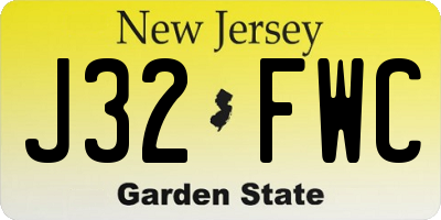 NJ license plate J32FWC