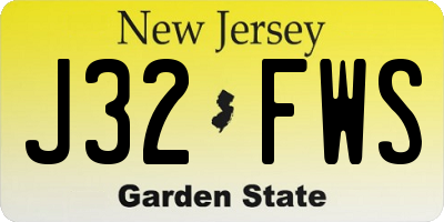 NJ license plate J32FWS