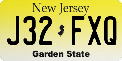 NJ license plate J32FXQ