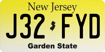 NJ license plate J32FYD