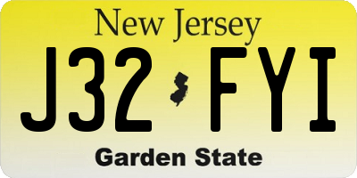 NJ license plate J32FYI