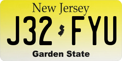 NJ license plate J32FYU
