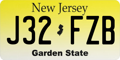 NJ license plate J32FZB