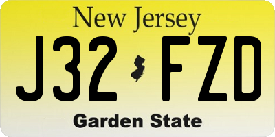 NJ license plate J32FZD