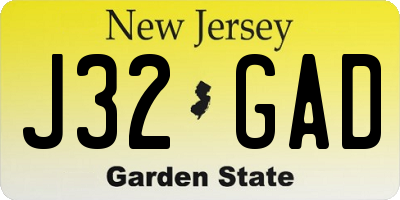 NJ license plate J32GAD