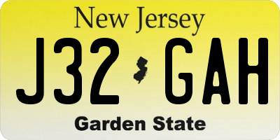 NJ license plate J32GAH