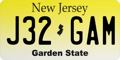 NJ license plate J32GAM
