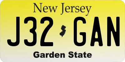 NJ license plate J32GAN