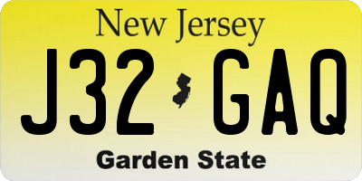 NJ license plate J32GAQ