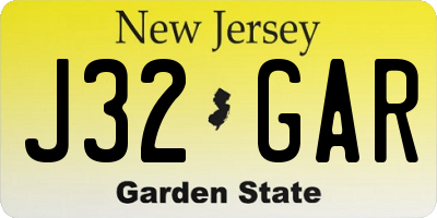 NJ license plate J32GAR