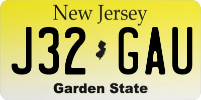 NJ license plate J32GAU