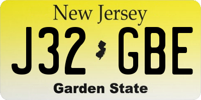 NJ license plate J32GBE
