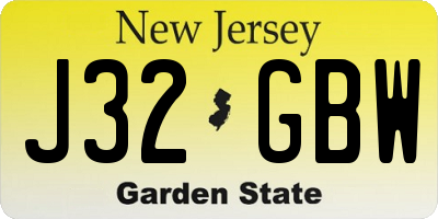 NJ license plate J32GBW