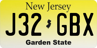 NJ license plate J32GBX