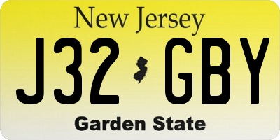 NJ license plate J32GBY