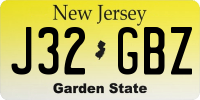 NJ license plate J32GBZ