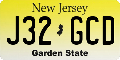 NJ license plate J32GCD