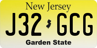 NJ license plate J32GCG