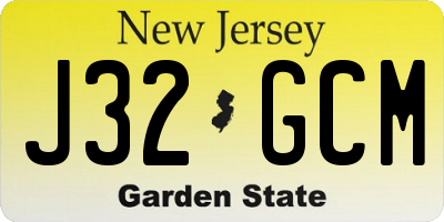 NJ license plate J32GCM