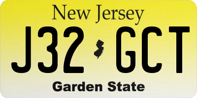 NJ license plate J32GCT