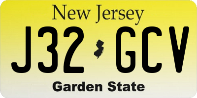 NJ license plate J32GCV